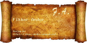 Fikker Andor névjegykártya